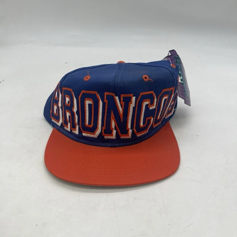 Vintage Denver Broncos Snapback Hat OSFA One Size Big Text Blockhead NFL New